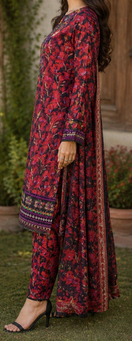 Midnight Crimson Floral Luxe Suit