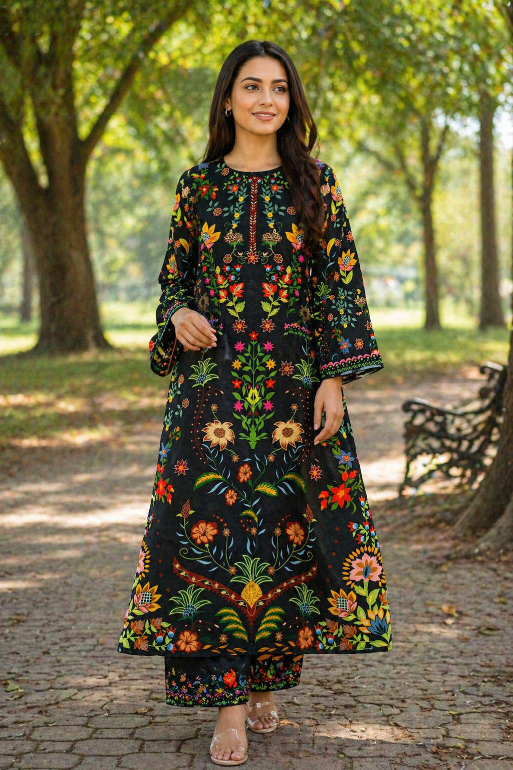 Midnight Bloom Embroidered Lawn 2-Piece Set