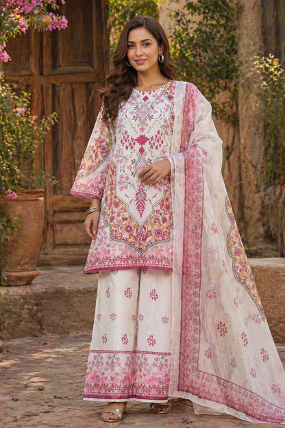 Blush Petal Grace Lawn Suit – 3 Piece