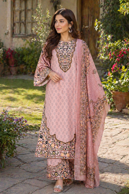 Blush Garden Elegance 3-Piece Lawn Suit