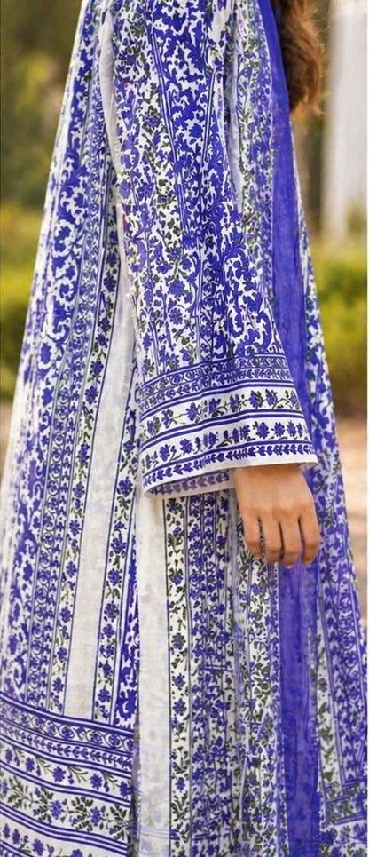 Royal Indigo Elegance 3-Piece Lawn Suit