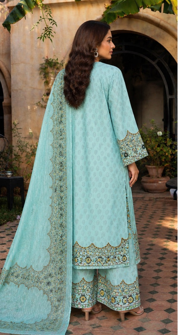 Aqua Serenity Embroidered 3-Piece Suit