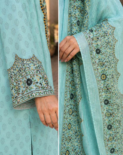 Aqua Serenity Embroidered 3-Piece Suit