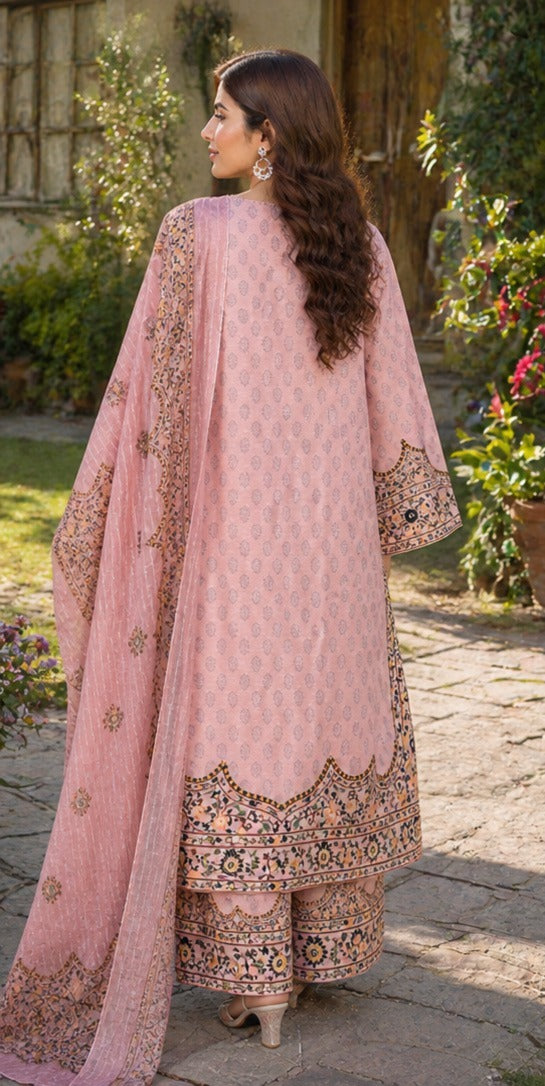 Blush Garden Elegance 3-Piece Lawn Suit