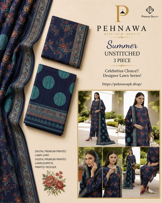 Midnight Flora – Summer Unstitched 3 Piece