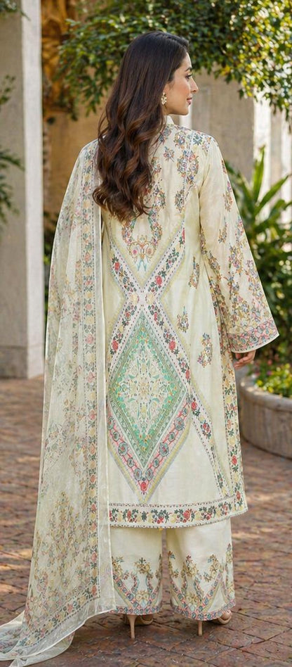 Pastel Garden Elegance 3-Piece Lawn Suit