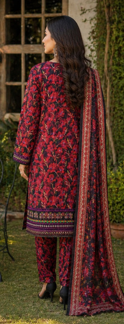 Midnight Crimson Floral Luxe Suit