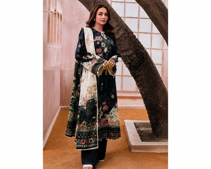Midnight Blossom Luxury Printed 3-Piece Suit