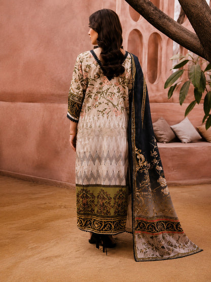 Noir Elegance Printed Lawn Suit – 3 Piece Unstitched