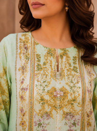 Mint Blossom Luxury Printed Lawn Suit – 3 Piece