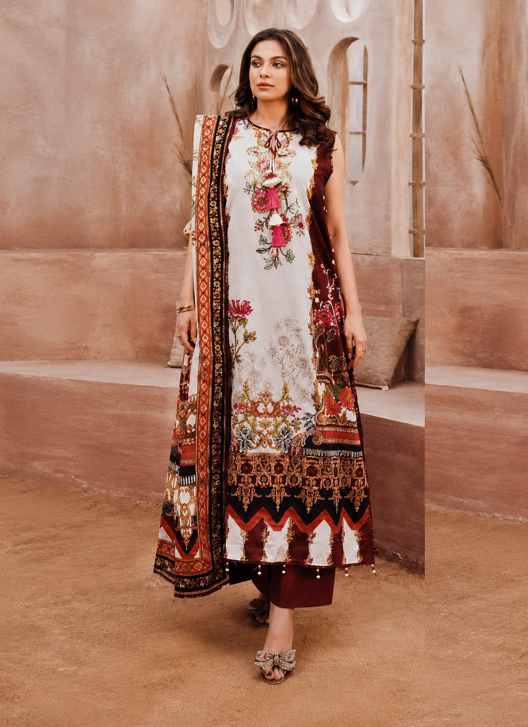 Royal Blossom Printed Lawn Suit – 3 Piece Unstitched