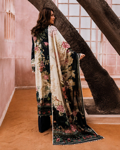 Midnight Blossom Luxury Printed 3-Piece Suit