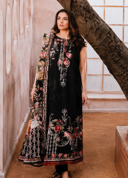 Midnight Bloom Floral Printed Lawn Suit – 3 Piece Unstitched