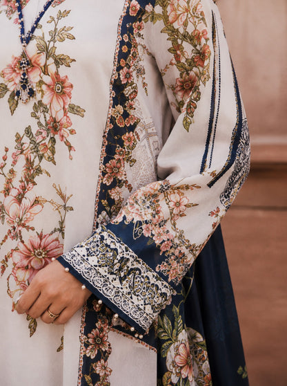 Ivory Blossom Elegance Printed Lawn Suit – 3 Piece