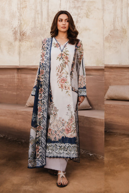 Ivory Blossom Elegance Printed Lawn Suit – 3 Piece